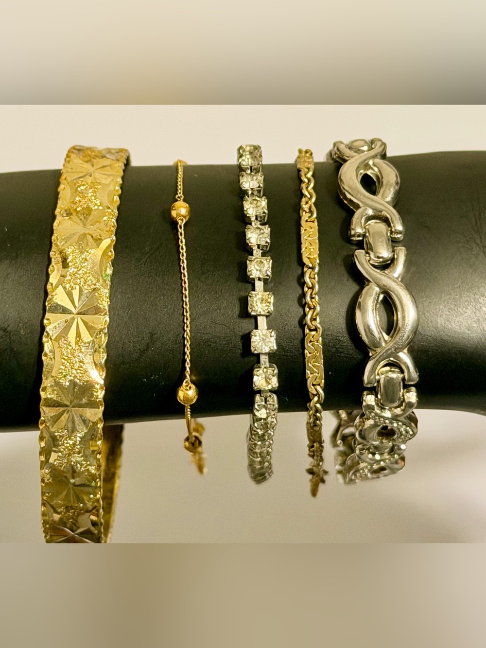 5pc Vintage Estate Gold Silver Bracelet Stack Lot